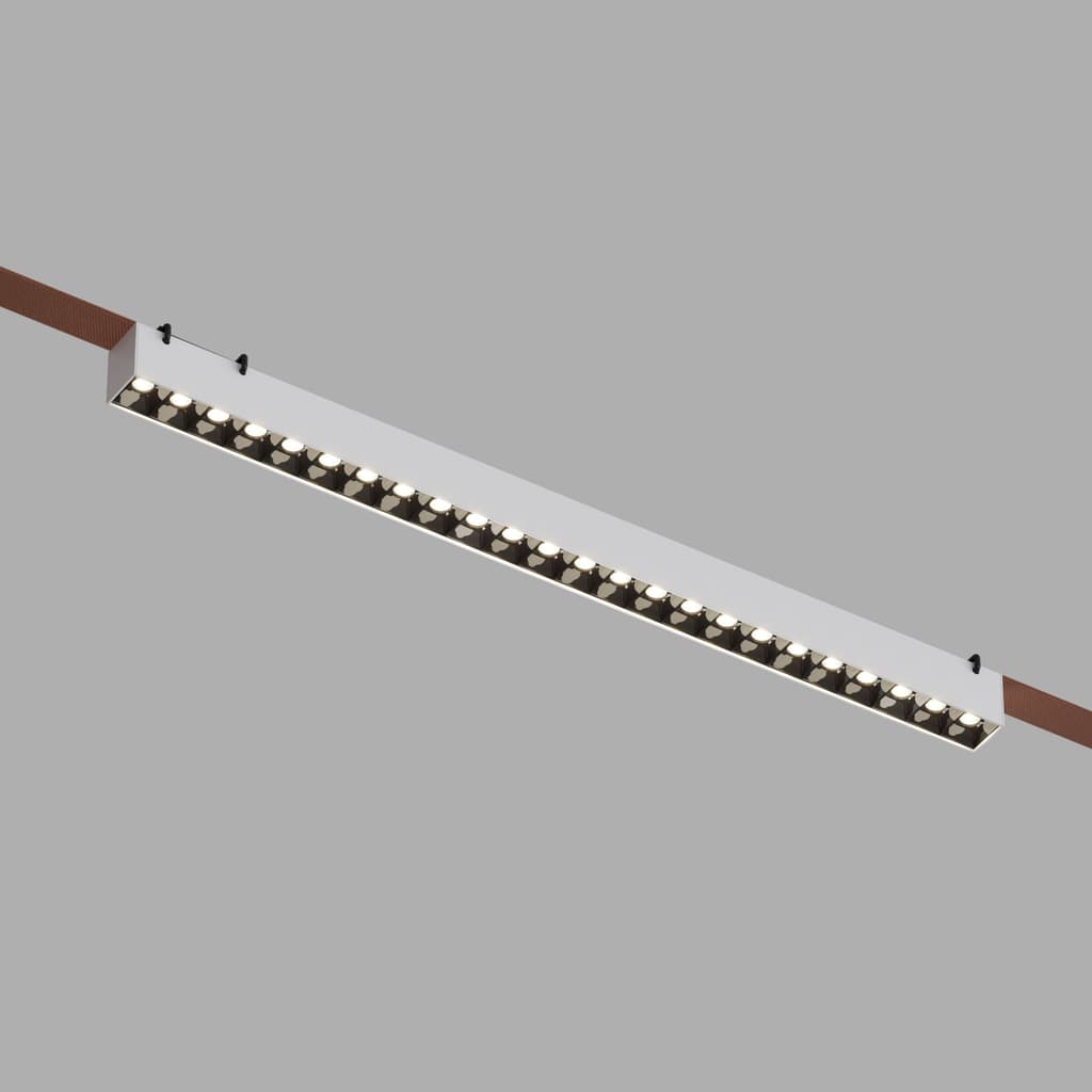 DENKIRS BELTY GRILL – koľajnicové svietidlo, 24 W, 4000 K, dĺžka 642 mm, výška 45 mm, biela