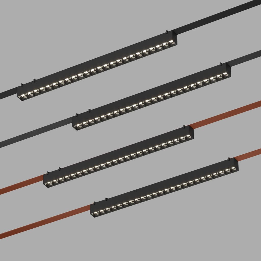 DENKIRS BELTY GRILL – koľajnicové svietidlo, 24 W, 4000 K, dĺžka 642 mm, výška 45 mm, čierna – obrázok 2