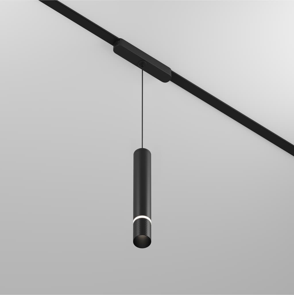 DENKIRS AIR HANG – závesné koľajnicové svietidlo, 5 W, 4000 K, Ø 35 mm, výška 1520 mm, čierna