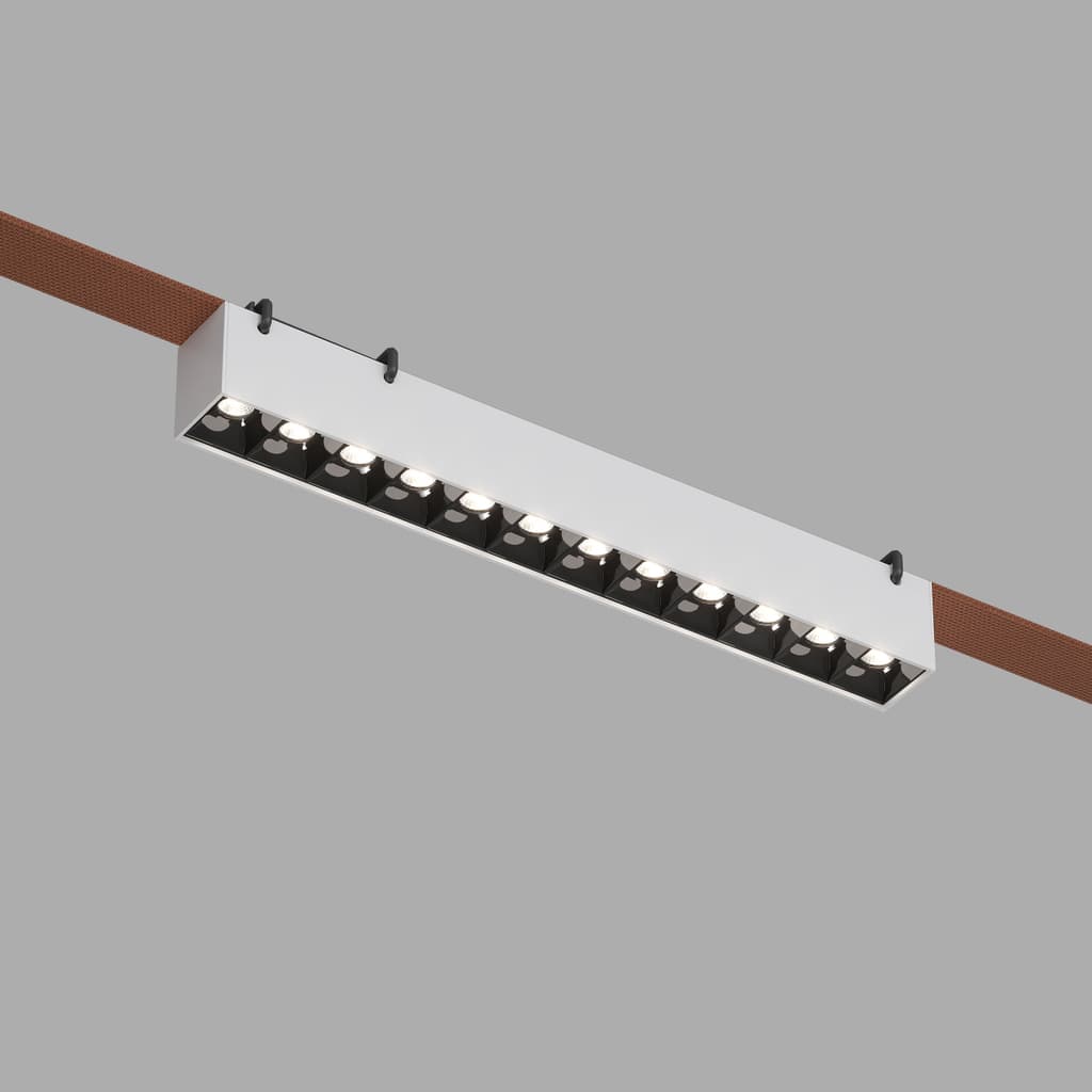DENKIRS BELTY GRILL – koľajnicové svietidlo, 12 W, 4000 K, dĺžka 323 mm, výška 45 mm, biela