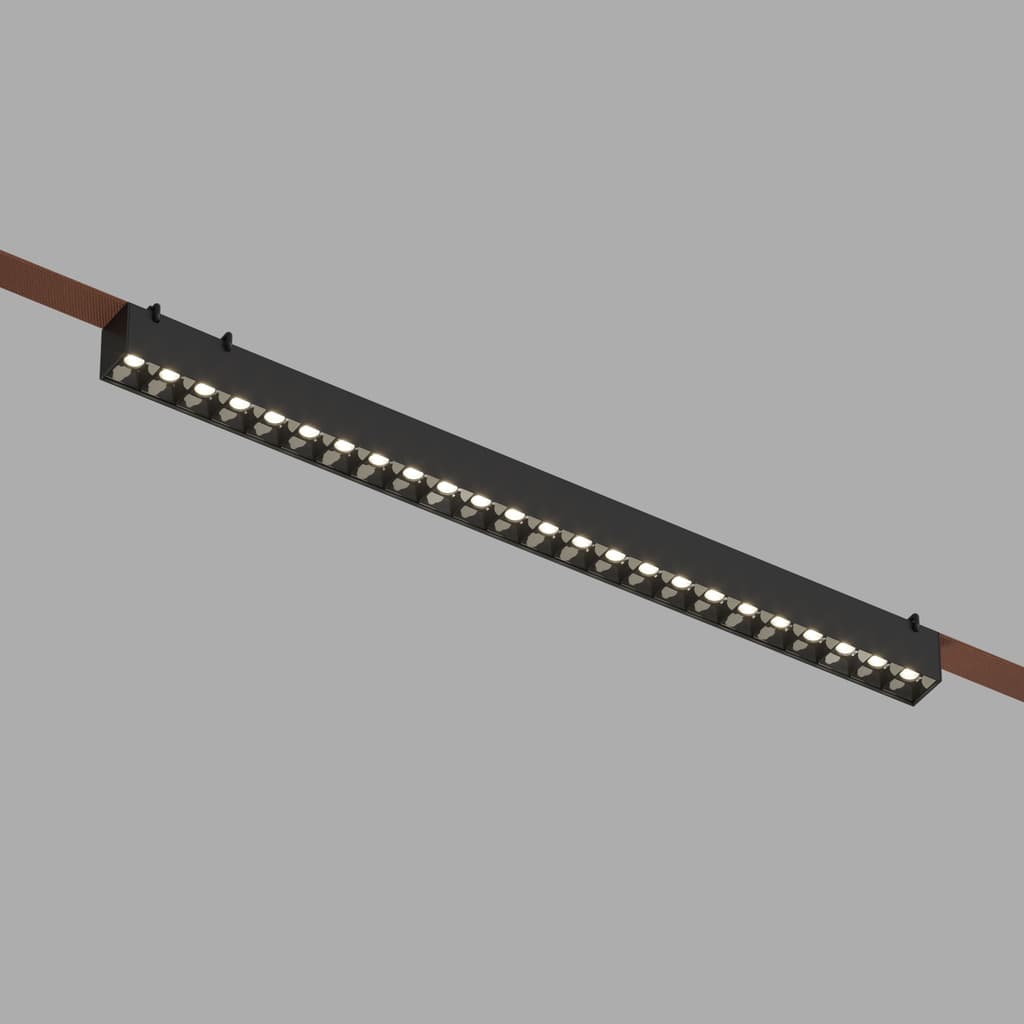DENKIRS BELTY GRILL – koľajnicové svietidlo, 24 W, 4000 K, dĺžka 642 mm, výška 45 mm, čierna