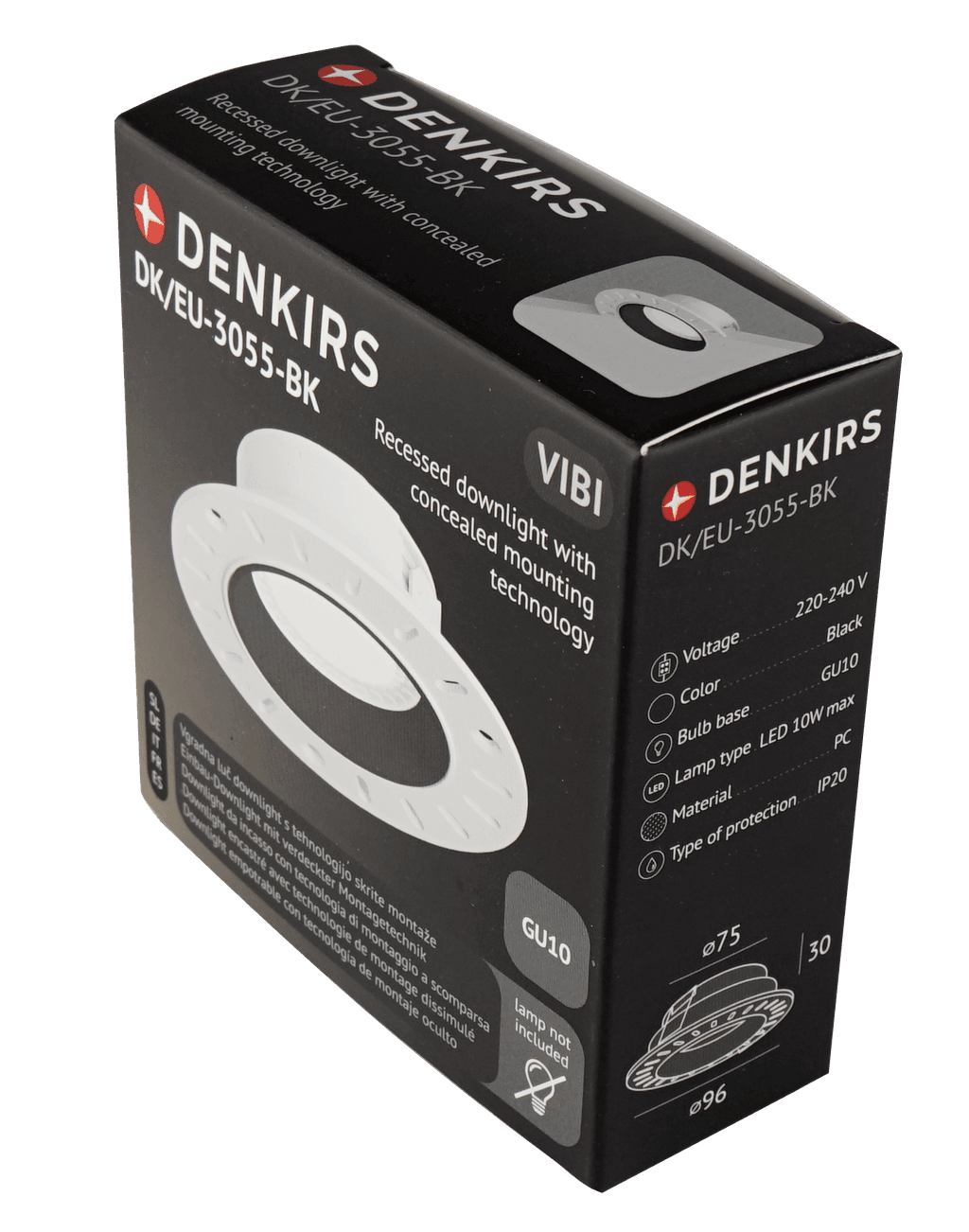 DENKIRS VIBI – zápustné bodové svietidlo, dĺžka 96 mm, Ø 96 mm, čierna – obrázok 3