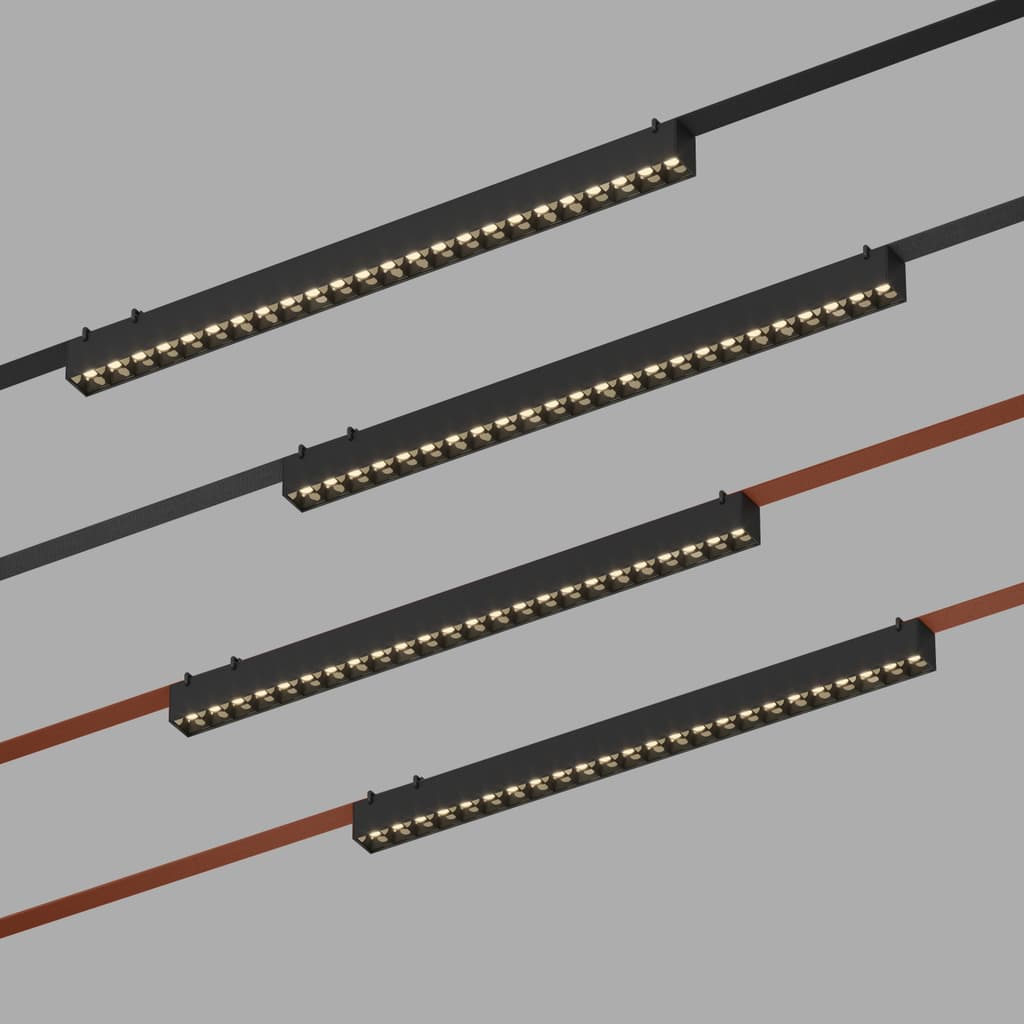 DENKIRS BELTY GRILL – koľajnicové svietidlo, 24 W, 3000 K, dĺžka 642 mm, výška 45 mm, čierna – obrázok 2