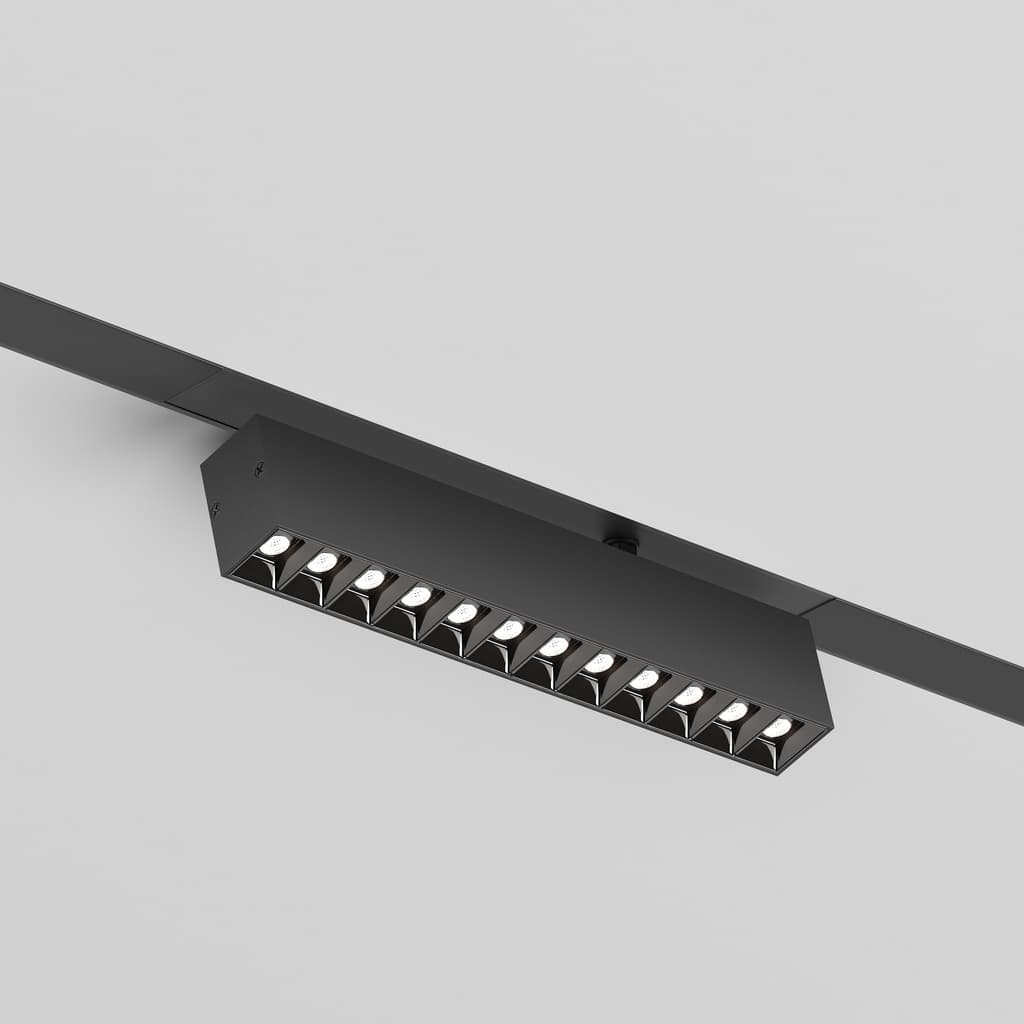DENKIRS SMART GRILL – koľajnicové svietidlo, 9 W, dĺžka 220 mm, výška 111 mm, čierna