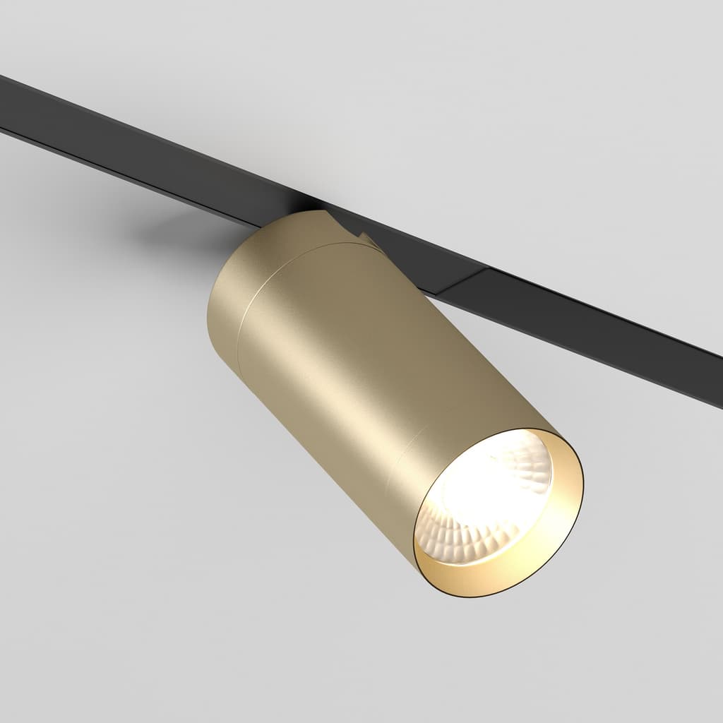 DENKIRS SMART SPOT – koľajnicové svietidlo, 9 W, dĺžka 220 mm, Ø 50 mm, výška 175 mm, 24°, matná zlatá
