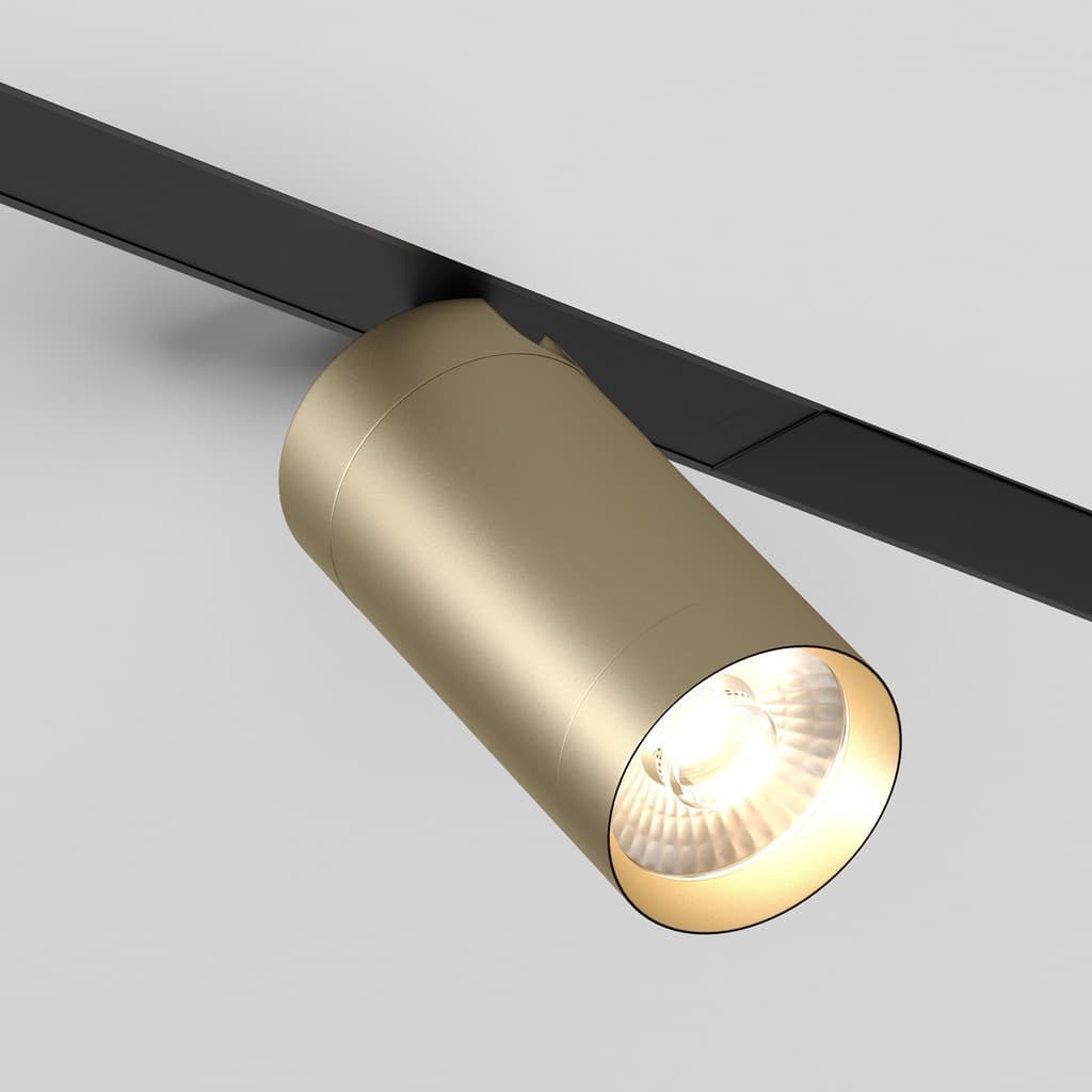 DENKIRS SMART SPOT – koľajnicové svietidlo, 20 W, dĺžka 220 mm, Ø 60 mm, výška 205 mm, 24°, matná zlatá